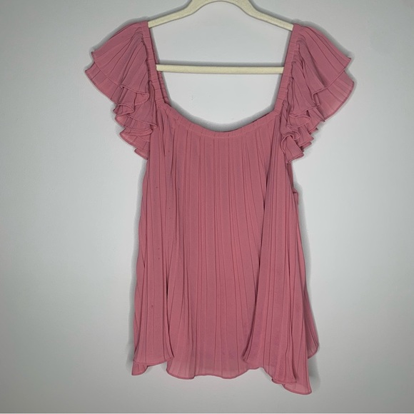 Naked‎ Zebra Pink ruffle sleeve blouse size LARGE - Picture 1 of 6